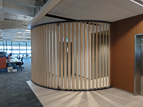 curved timber screen